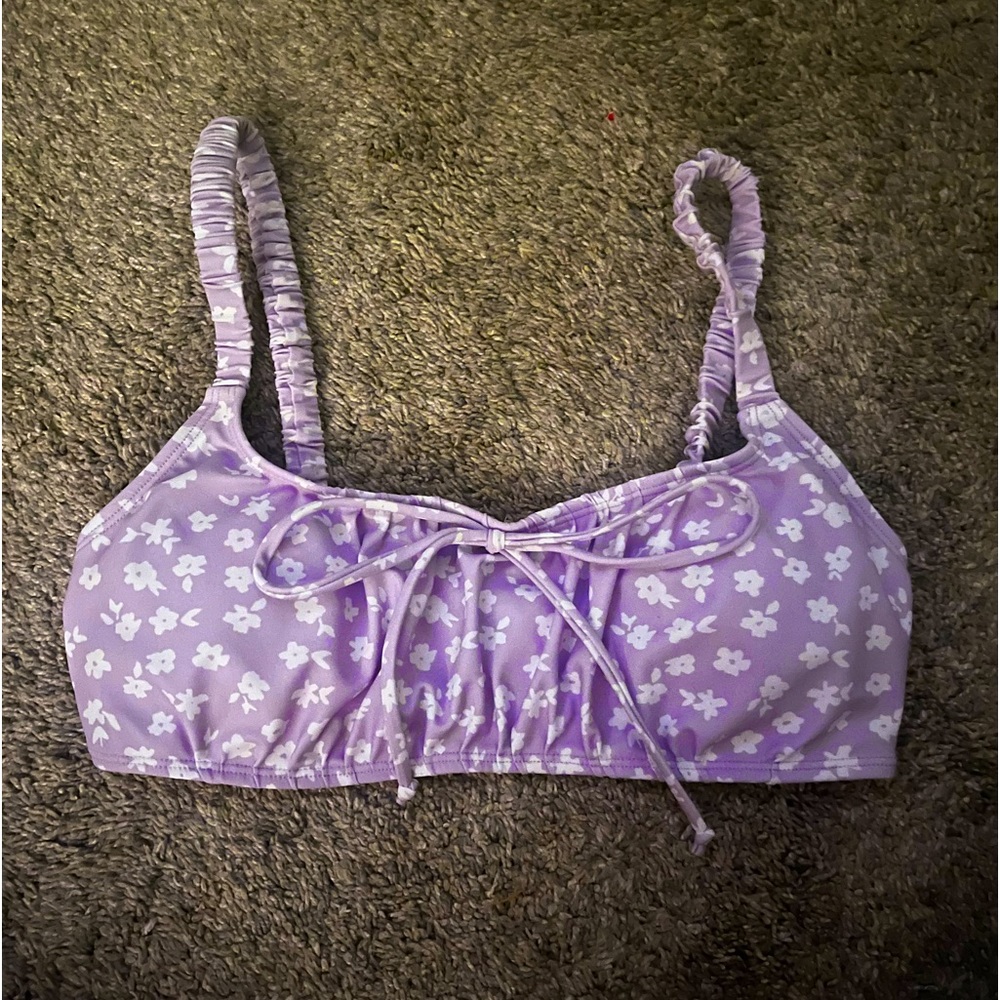 Light Purple Floral Bikini Top